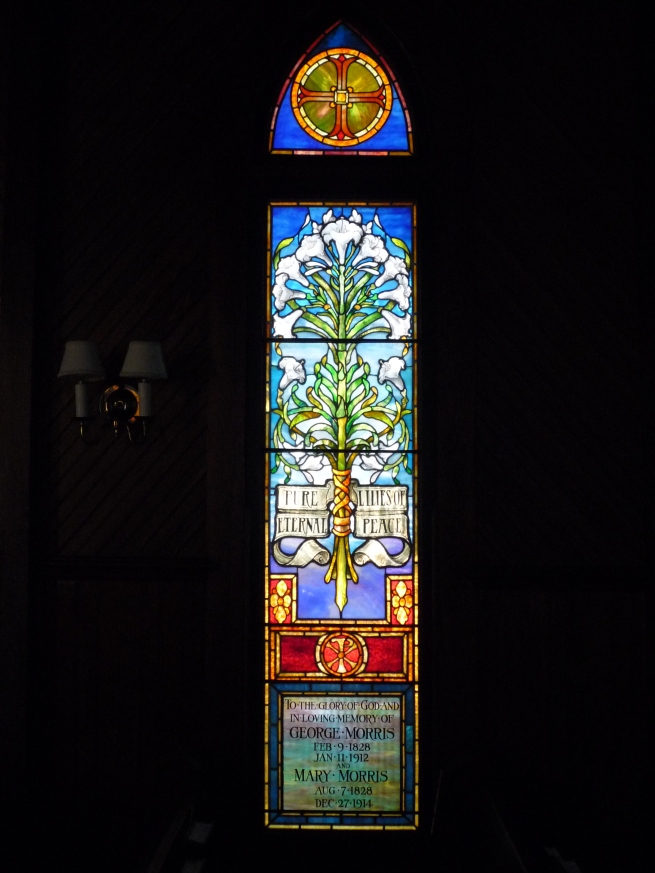 Window dedicated to the memory of George and Mary Morris.